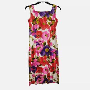 Alice Polynesian Womans Vintage 1960's Floral Sleeveless Perma Press Dress Sz S
